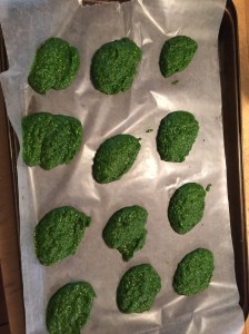 parsley pesto on wax paper